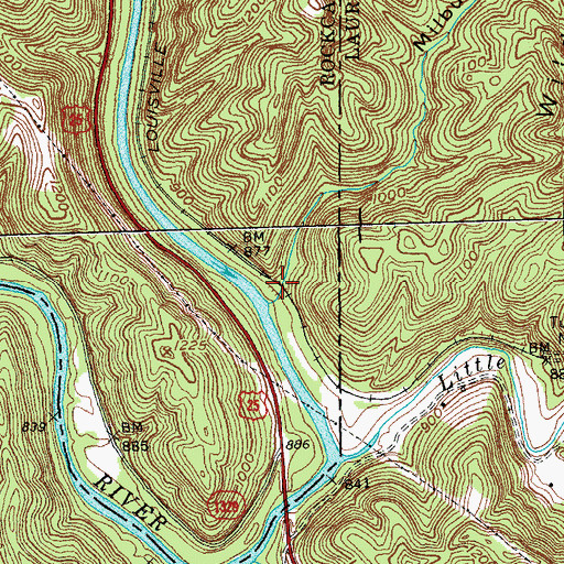 Topographic Map of Milburn Hollow, KY