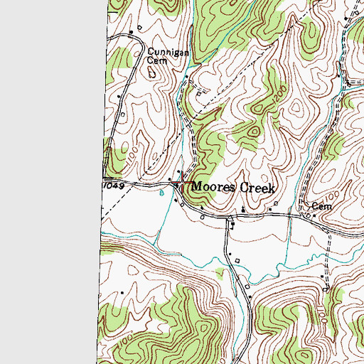 Topographic Map of Moores Creek, KY