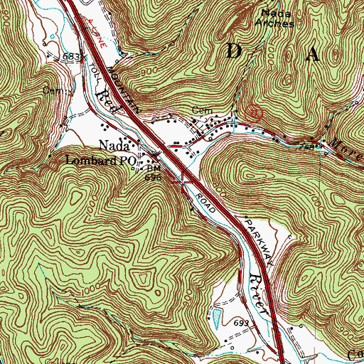 Topographic Map of Moreland Branch, KY