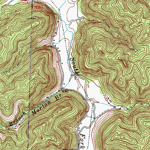 Topographic Map of Morton Branch, KY