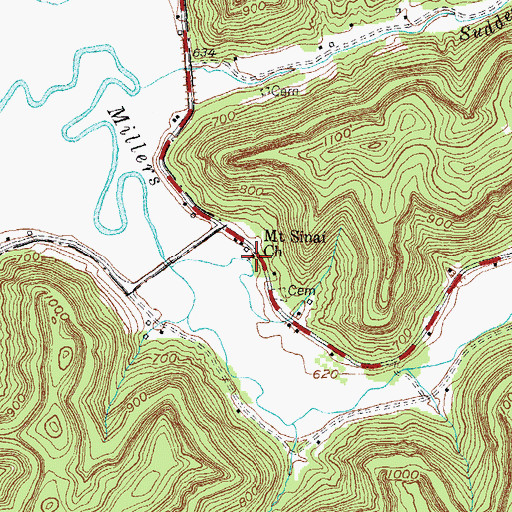 Topographic Map of Mount Sinai Christian Church, KY