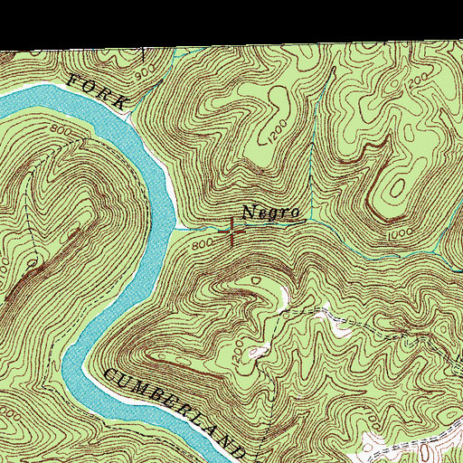 Topographic Map of Negro Creek, KY