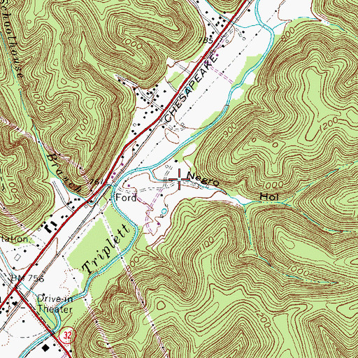 Topographic Map of Negro Hollow, KY