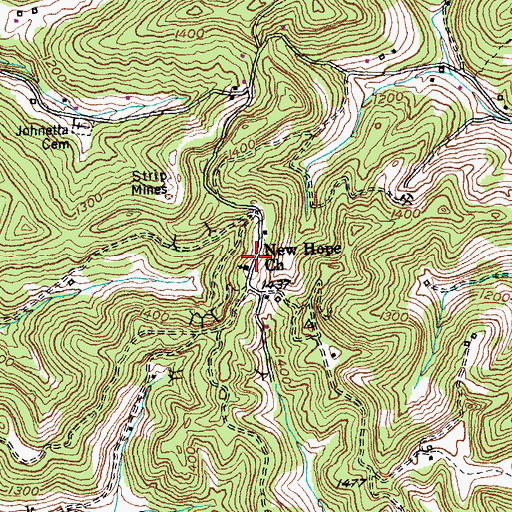 Topographic Map of New Hope Church, KY
