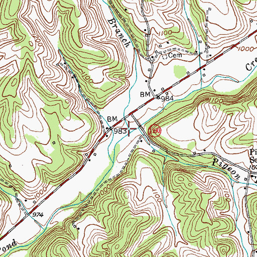 Topographic Map of Nichols Branch, KY