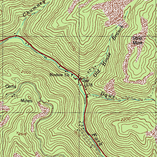 Topographic Map of Old House Branch, KY