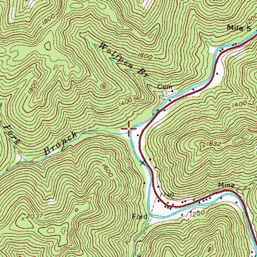 Topographic Map of Oldhouse Branch, KY