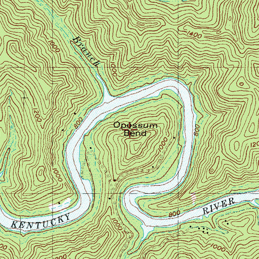 Topographic Map of Opossum Bend, KY