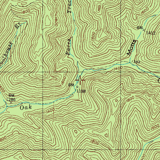 Topographic Map of Paces Trace Branch, KY
