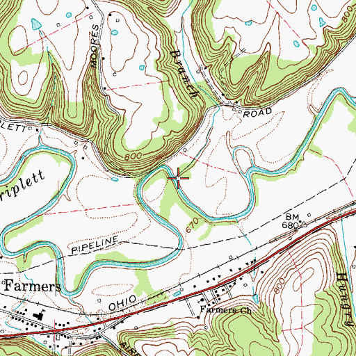 Topographic Map of Padgett Branch, KY