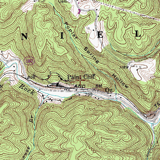 Topographic Map of Paint Cliff, KY