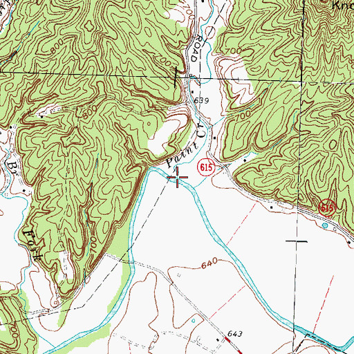 Topographic Map of Paint Creek, KY