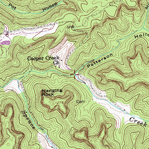 Topographic Map of Patterson Hollow, KY