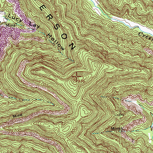Topographic Map of Patterson Mountain, KY