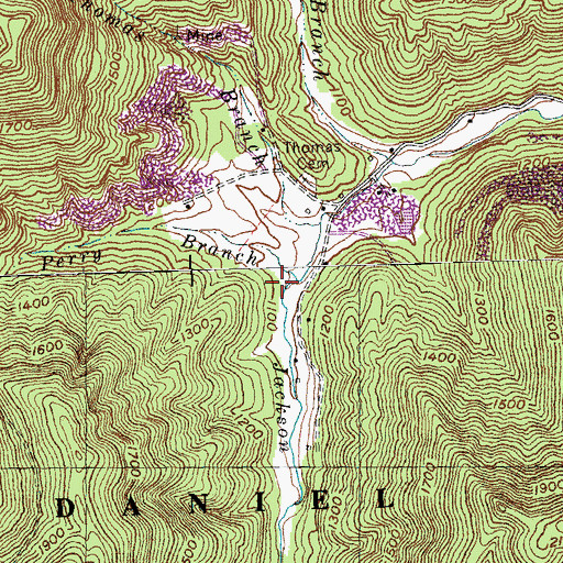 Topographic Map of Perry Branch, KY
