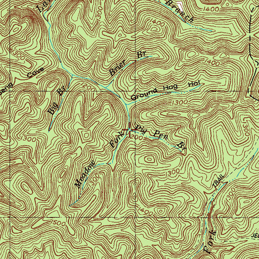 Topographic Map of Pig Pen Branch, KY