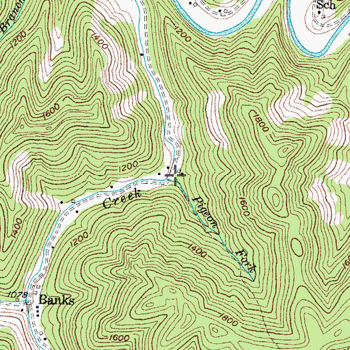 Topographic Map of Pigeon Fork, KY