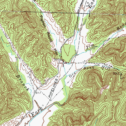 Topographic Map of Pigeon Roost Hollow, KY