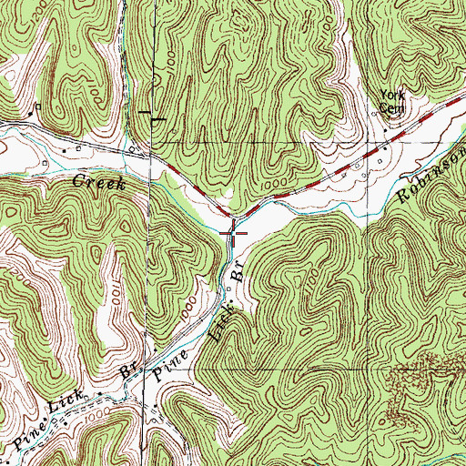 Topographic Map of Pine Lick Branch, KY