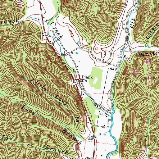 Topographic Map of Plank Church, KY