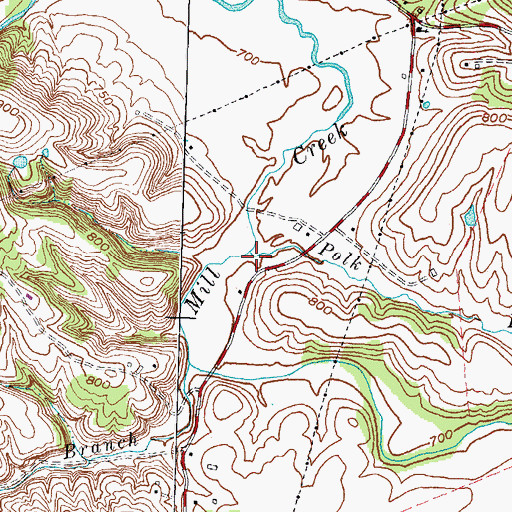 Topographic Map of Polk Branch, KY