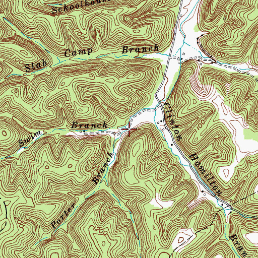 Topographic Map of Porter Branch, KY