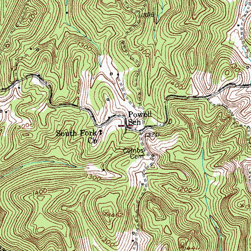 Topographic Map of Powell School, KY