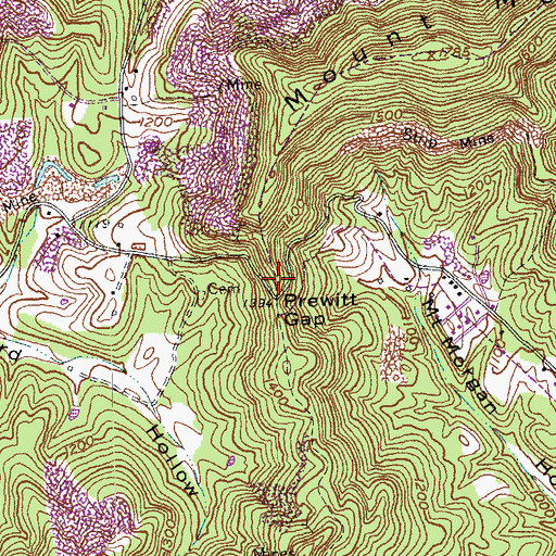 Topographic Map of Prewitt Gap, KY