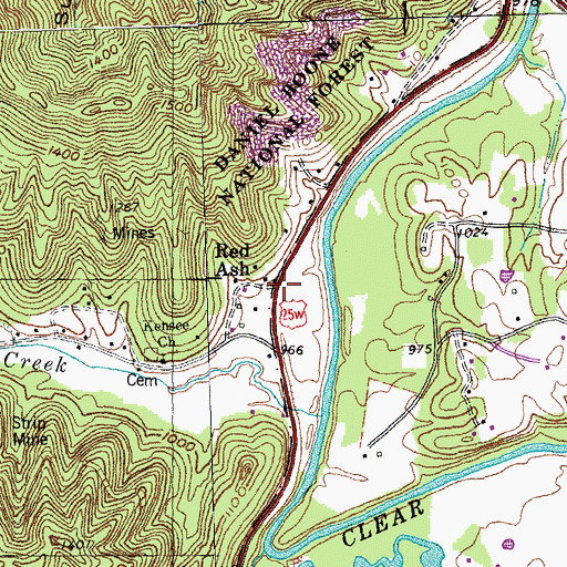 Topographic Map of Red Ash, KY