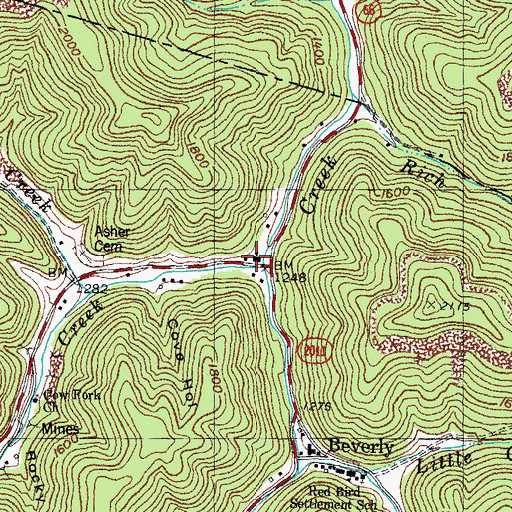 Topographic Map of Red Bird Mission Hospital, KY