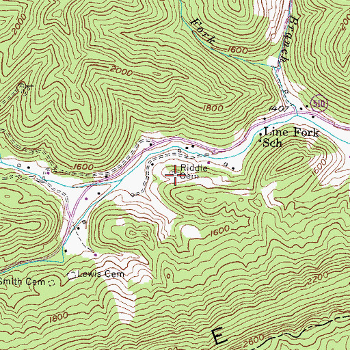 Topographic Map of Riddle Cemetery, KY