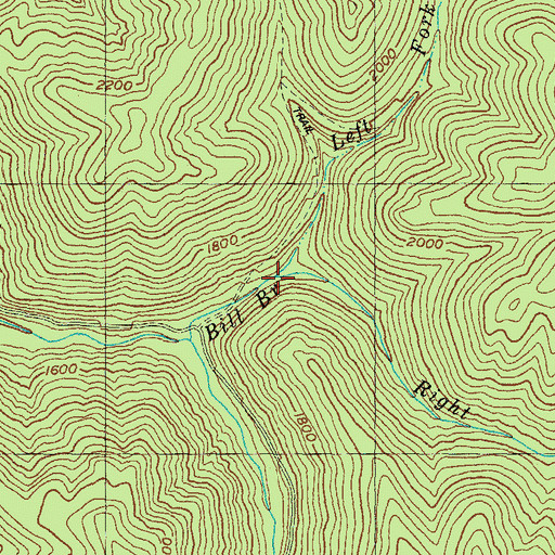 Topographic Map of Right Fork Bill Branch, KY
