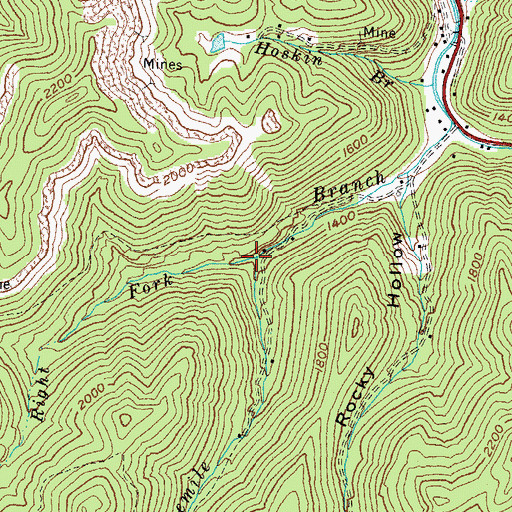 Topographic Map of Right Fork Onemile Branch, KY