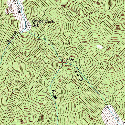 Topographic Map of Right Fork Stony Fork, KY