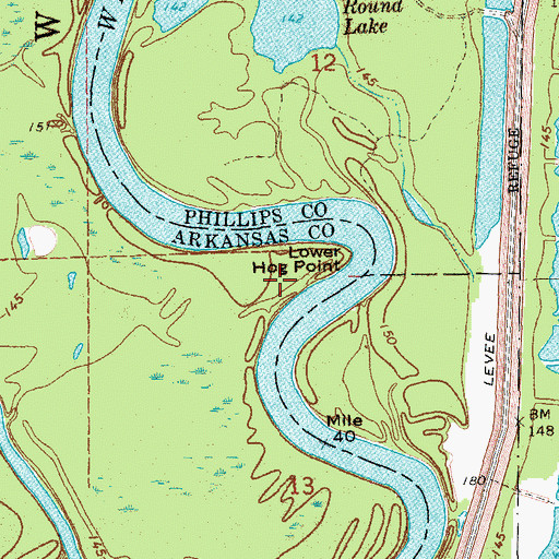 Topographic Map of Lower Hog Point, AR
