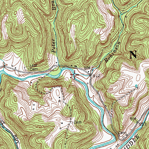 Topographic Map of Robinson Creek, KY