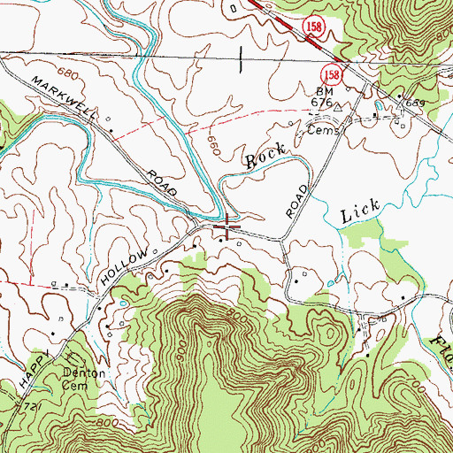 Topographic Map of Rock Lick Creek, KY