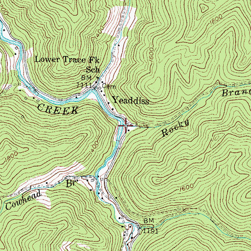 Topographic Map of Rocky Branch, KY