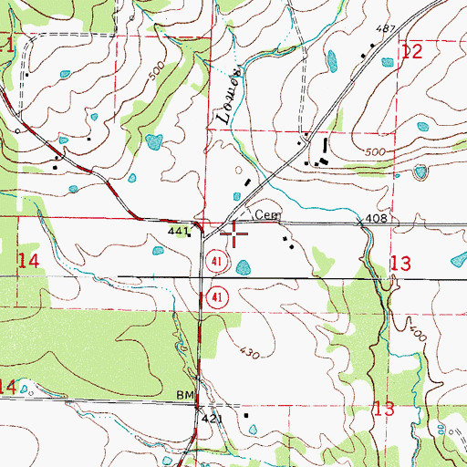 Topographic Map of Lowes Creek Church, AR