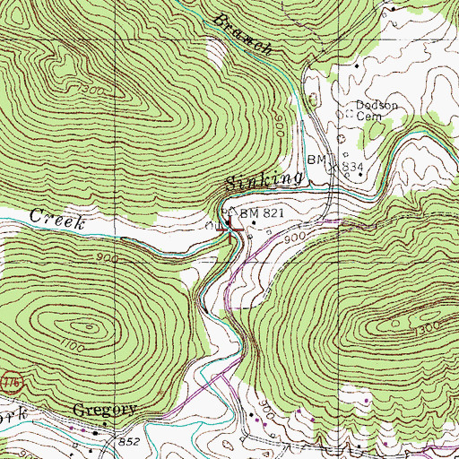 Topographic Map of Rolly Creek, KY