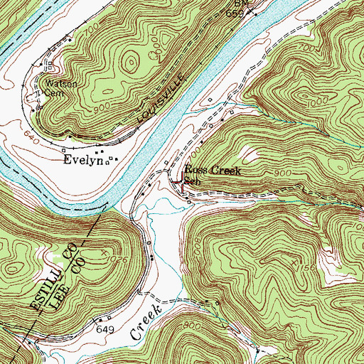 Topographic Map of Ross Creek School, KY