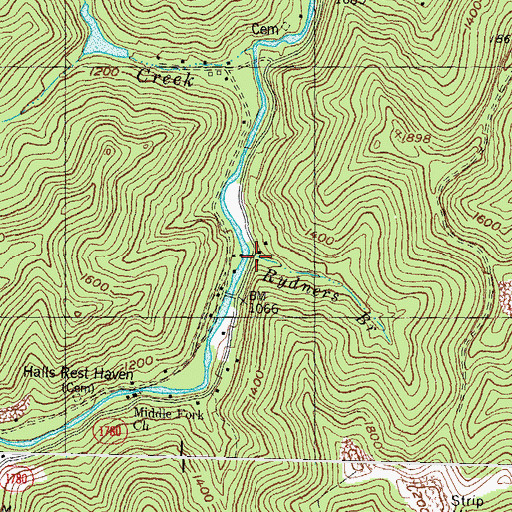 Topographic Map of Rydners Branch, KY