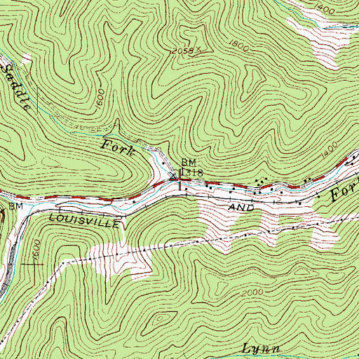 Topographic Map of Saddle Fork, KY