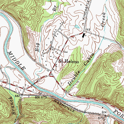 Topographic Map of Saint Helens, KY