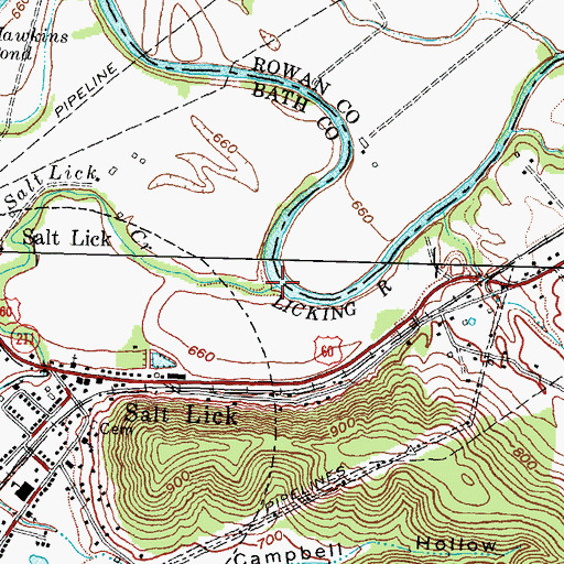 Topographic Map of Salt Lick Creek, KY