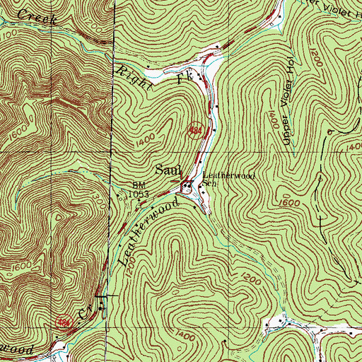 Topographic Map of Saul, KY