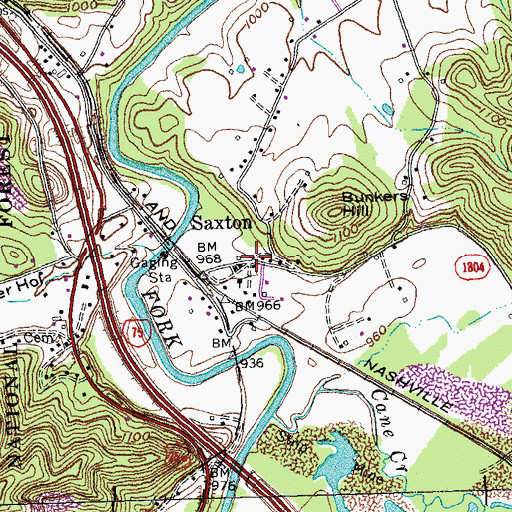 Topographic Map of Saxton, KY