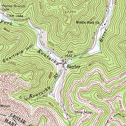 Topographic Map of Saylor, KY