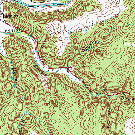 Topographic Map of Scotts Branch, KY