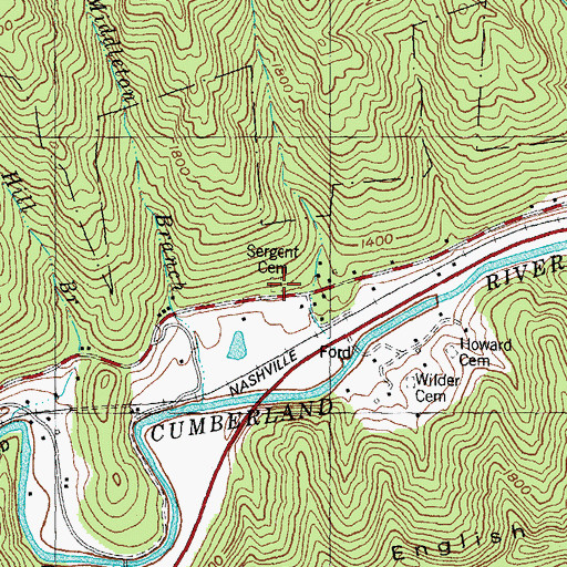 Topographic Map of Sergent Cemetery, KY